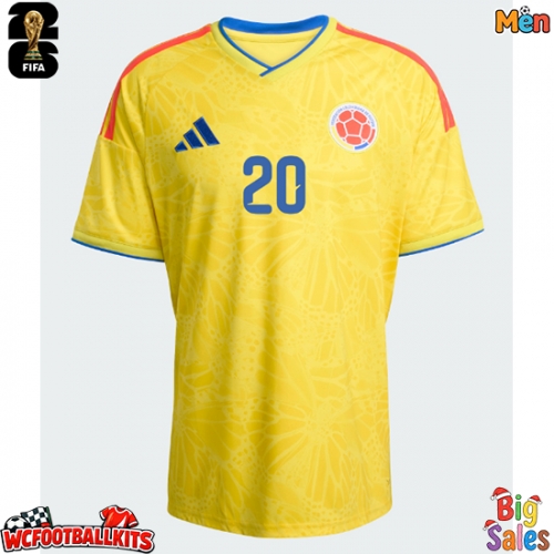 Colombia Juan Fernando Quintero #20 Replica Home Stadium Shirt World Cup 2026 Short Sleeve